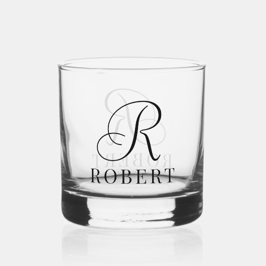 Klassieke Monogram Gepersonaliseerde Naam Whisky Glas (Voorkant)
