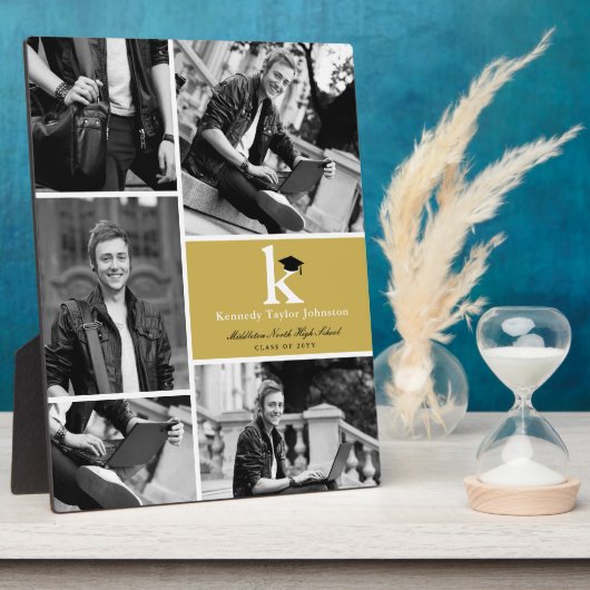 Klassieke monogram Gold Blokken 5 Foto Afstuderen Fotoplaat (Zijkant)