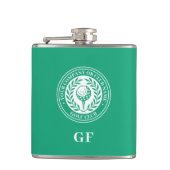 Klassieke Monogram Golf Flask Met Eigen Naam Groen Heupfles (Voorkant)