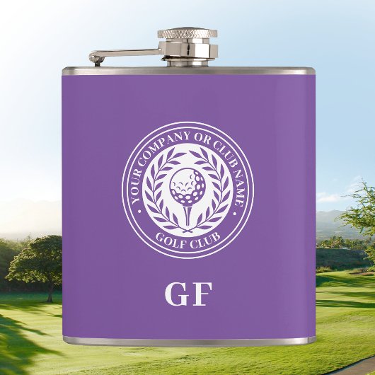 Klassieke Monogram Golf Flask Met Eigen Naam Paars Heupfles
