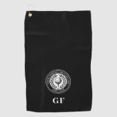 Klassieke Monogram Golfhanddoek Aangepaste Naam Zw (Voorkant)