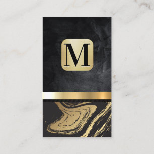Klassieke monogram   Goud marmer Metallic Visitekaartje