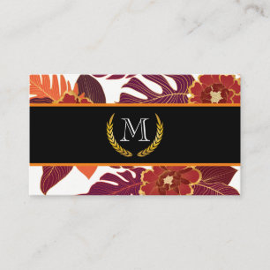 Klassieke monogram   Goudbladeren   Floral Pattern Visitekaartje