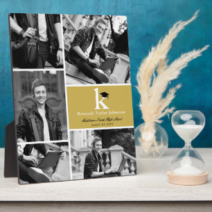 Klassieke Monogram Gouden Blokken 5 Foto Afstudere Fotoplaat