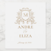 Klassieke Monogram Gouden Eten en Drank Etikettenr Wijn Etiket (Enkel label)
