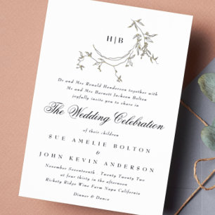 Klassieke monogram gouden weddenschap folie uitnodiging