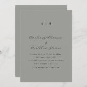 Klassieke monogram grijs en zwart-Script bruiloft Kaart (Voorkant / Achterkant)