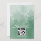 Klassieke Monogram Groene Budget QR Code Huwelijk Kaart (Achterkant)