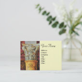 KLASSIEKE MONOGRAM, helderbruin, grijs, geel Visitekaartje (Staand voorkant)