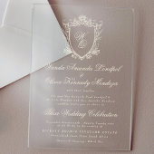 Klassieke Monogram Houtskool Bloemkam Huwelijk Acryl Uitnodigingen