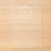 Klassieke Monogram Houtskool Bloemkam Huwelijk Acryl Uitnodigingen (Voorkant)