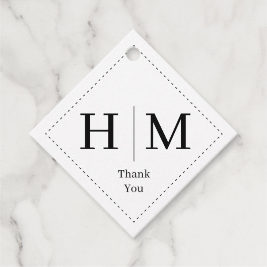 Klassieke Monogram Huwelijksgrens lijn Bedankjes Labels (Voorkant)