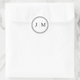 Klassieke monogram huwelijksrand lijn ronde sticker