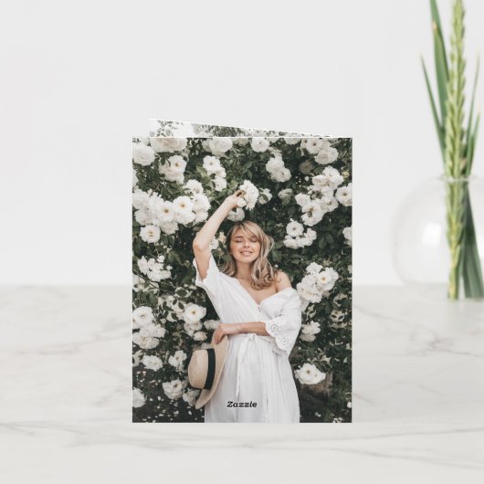 Klassieke monogram I Gradupvoet Foto Modern Bedankkaart (Achterkant)