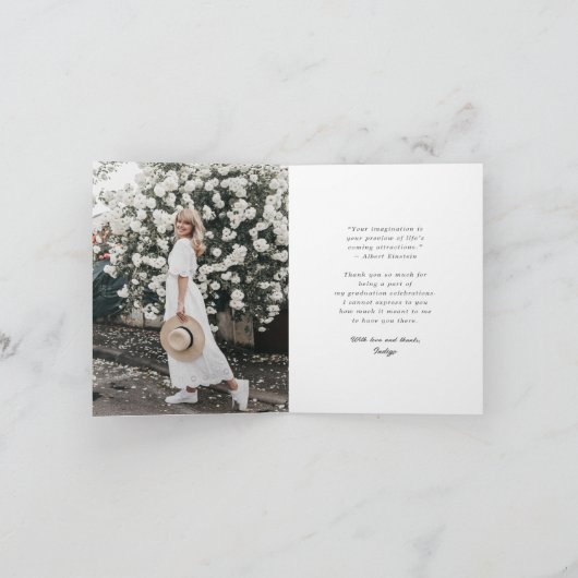 Klassieke monogram I Gradupvoet Foto Modern Bedankkaart (Binnen)