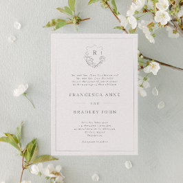 Klassieke monogram Jasmine Crest Wedding Kaart