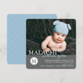 Klassieke Monogram Jongen Geboorteaankondiging / B Aankondiging (Voorkant / Achterkant)