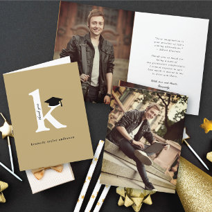 Klassieke monogram K Gradupafkap Foto Modern Bedankkaart