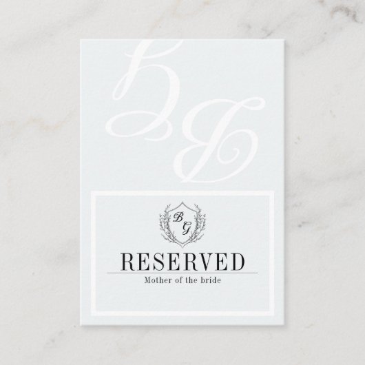 Klassieke monogram kam GERESERVEERD gevouwen Plaatskaartje (Voorkant)