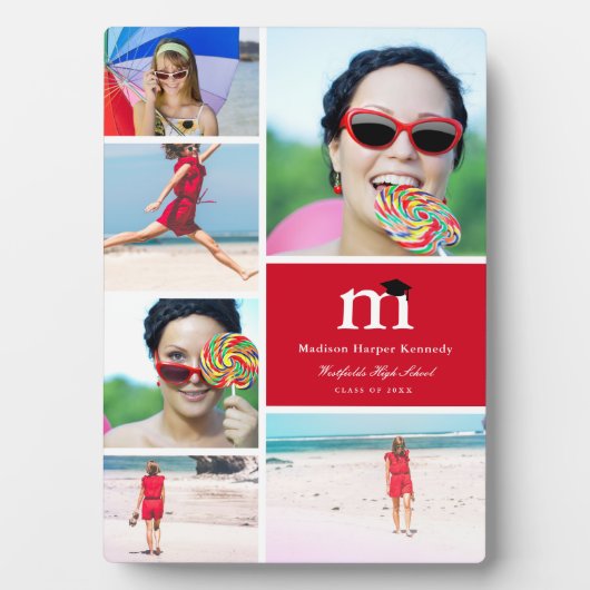 Klassieke monogram kleurenblok 6 Foto Afstuderen Fotoplaat (voorkant)