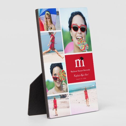 Klassieke monogram kleurenblok 6 Foto Afstuderen Fotoplaat (Zijkant)