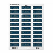 Klassieke Monogram Krans Blauwe Geruite Kerstmis Etiket (Full Sheet)