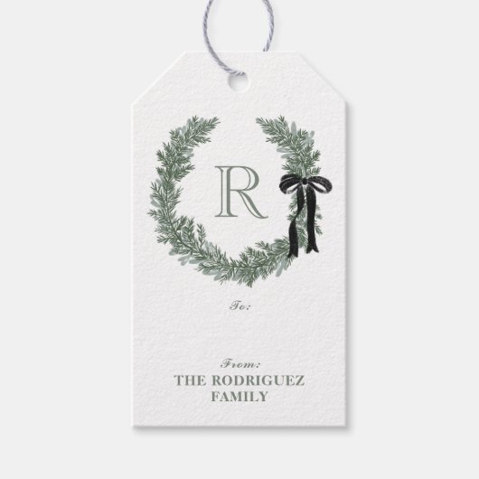 Klassieke Monogram Krans Crest Cadeaulabel (Voorkant)