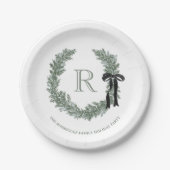 Klassieke Monogram Krans Crest Papieren Bordje (Voorkant)