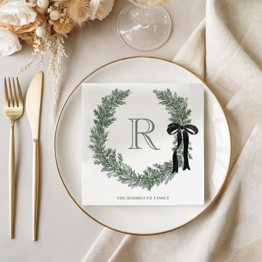 Klassieke Monogram Krans Crest Papieren servetten