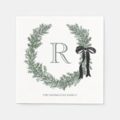 Klassieke Monogram Krans Crest Papieren servetten (Voorkant)