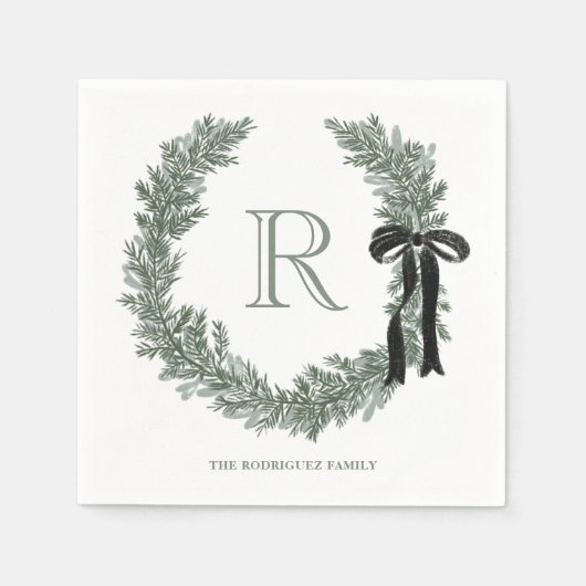 Klassieke Monogram Krans Crest Papieren servetten (Voorkant)