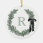 Klassieke Monogram Krans Crest Papieren servetten Keramisch Ornament (Voorkant)