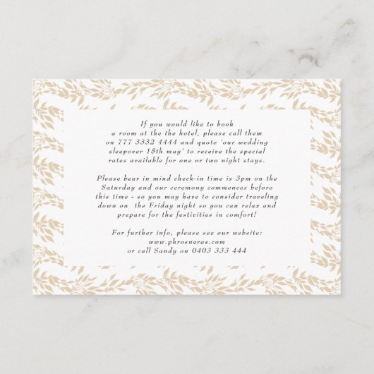 Klassieke Monogram krans Details Elegante bruiloft Informatiekaartje (Achterkant)