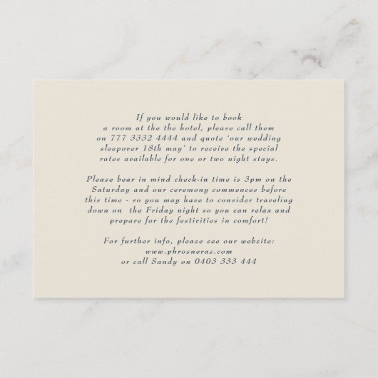 Klassieke Monogram krans Details Elegante bruiloft Informatiekaartje (Achterkant)