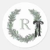 Klassieke Monogram Krans Kreeft Gift Stickers (Voorkant)