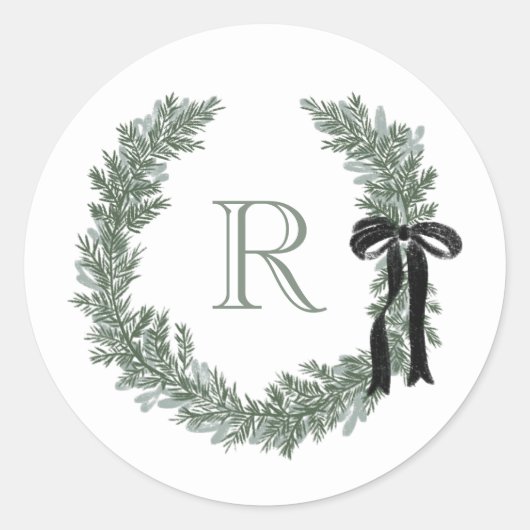 Klassieke Monogram Krans Kreeft Gift Stickers (Voorkant)