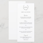 Klassieke Monogram Krans Top Elegante Trouw Menu (Voorkant / Achterkant)