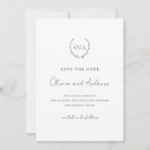 Klassieke Monogram Krans Top Elegante Trouw Save The Date (Voorkant)