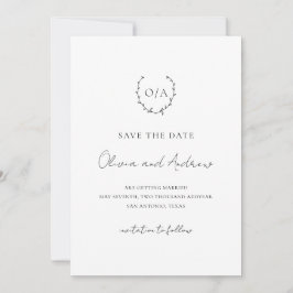 Klassieke Monogram Krans Wapen Elegante Trouw Save The Date