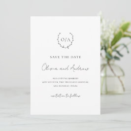Klassieke Monogram Krans Wapen Elegante Trouw Save The Date
