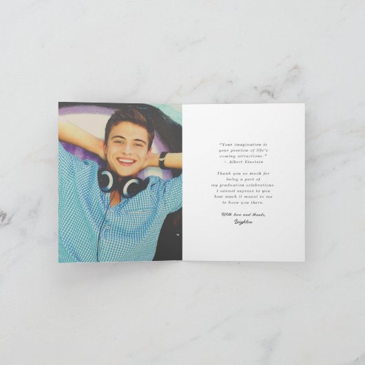 Klassieke monogram L Gradupafkap Foto Modern Bedankkaart (Binnen)