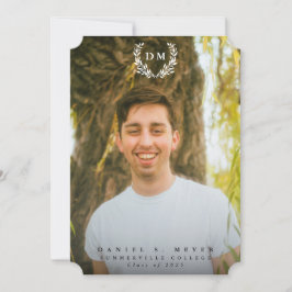 Klassieke monogram/Laurel Wreator 2 Foto Afstudere Aankondiging