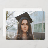 Klassieke monogram/Laurel Wreator 2 Foto Afstudere Aankondiging (Voorkant / Achterkant)