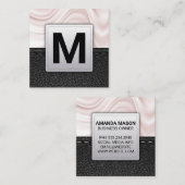 Klassieke monogram | Lederen achtergrondse vierkan Vierkante Visitekaartje (Voorkant / Achterkant)