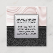 Klassieke monogram | Lederen achtergrondse vierkan Vierkante Visitekaartje (Achterkant)