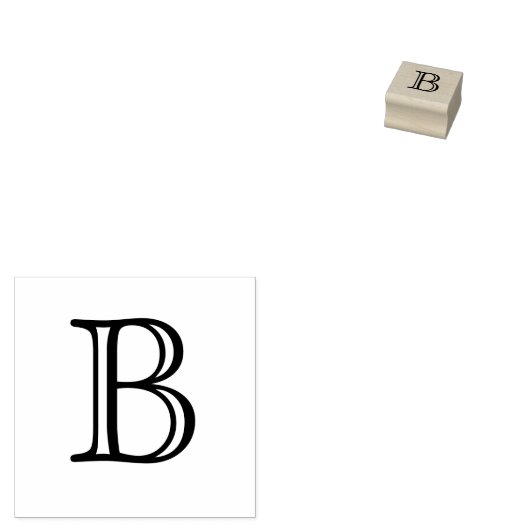 Klassieke Monogram Letter B 1 Inch Stamp Rubberstempel (Gestempeld)