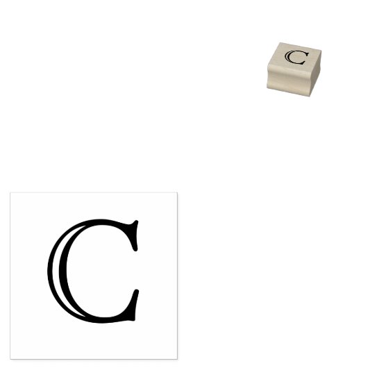Klassieke Monogram Letter C 1 Inch Stamp Rubberstempel (Gestempeld)