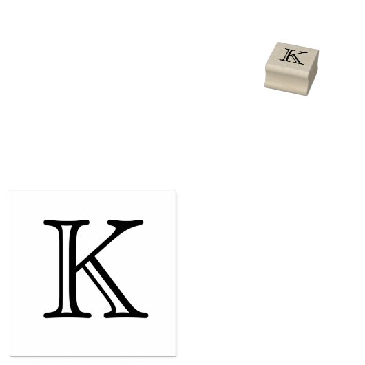 Klassieke Monogram Letter K 1 Inch Stamp Rubberstempel (Gestempeld)