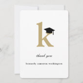 Klassieke monogram Letter K Moderne Gradup Bedankkaart (Voorkant)