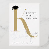 Klassieke monogram Letter K Moderne Gradup Folie Uitnodiging (Voorkant)